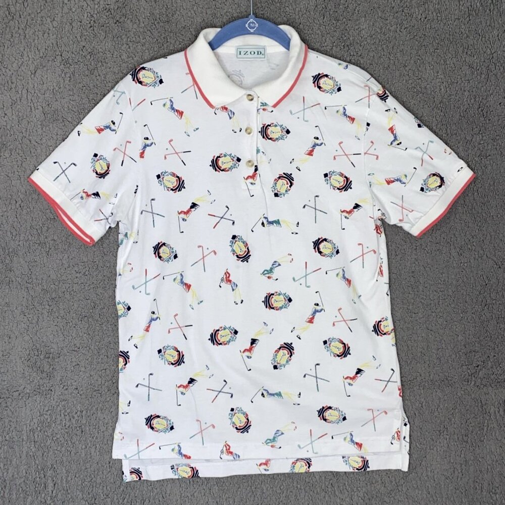 VTG Izod‎ Women's Golf Polo All over Print Sz M